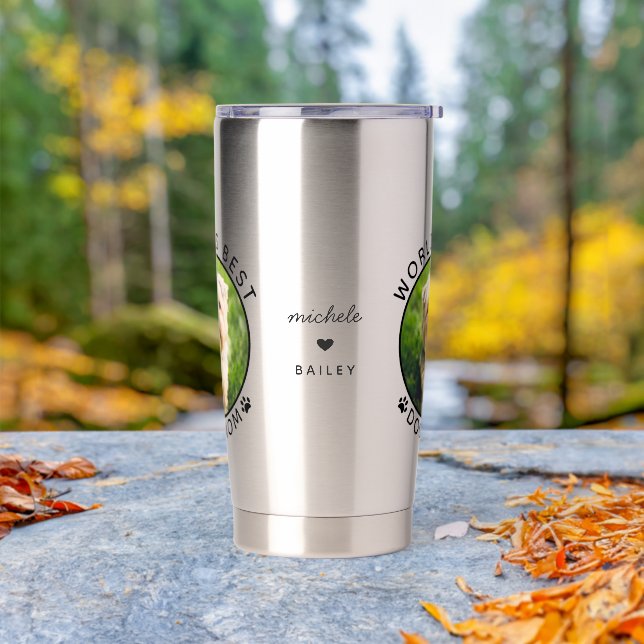 Gourde Isotherme Meilleure maman chien du monde personnalisé Nom an (Mariage)