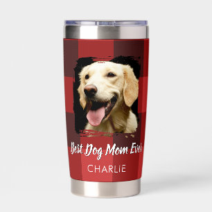 Gourde Isotherme Meilleure maman de chien Plaid Rouge Buffalo Photo