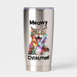 Gourde Isotherme Meowy Christmas Chat Tumbler Cadeau