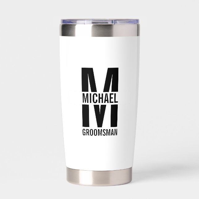 Gourde Isotherme Modern Personalized Groomsmen Monogram and Name (Extérieur)