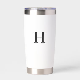 Gourde Isotherme Monogramme Élégant Moderne Minimaliste Noir