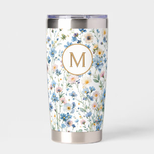 Gourde Isotherme Monogramme Floral de Fleurs Sauvages Rustique Pers