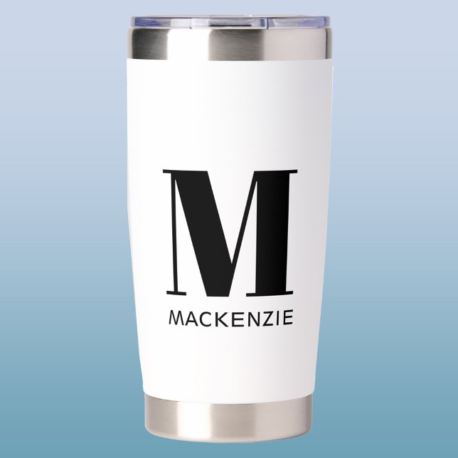 Gourde Isotherme Monogramme Nom initial Simple (Modern monogram initial personalized insulated tumbler)