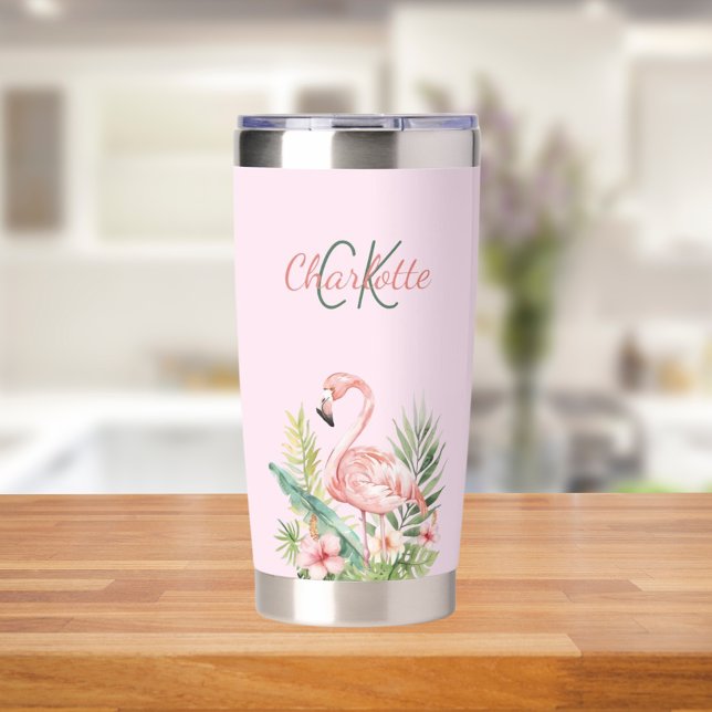 Gourde Isotherme Monographie tropicale flamingo rose (Créateur téléchargé)