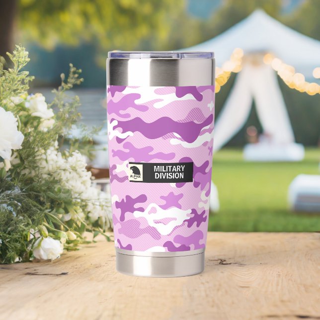 Gourde Isotherme Motif de camouflage violet (Mariage (pivotée))