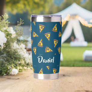 Gourde Isotherme Motif de pizza sur fond bleu