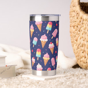 Gourde Isotherme Motif glace, sucettes glacées et cerises