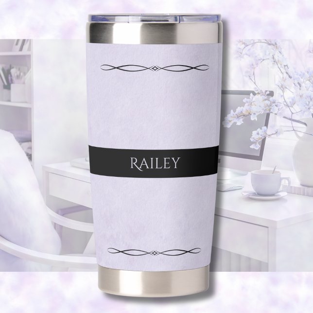Gourde Isotherme Mug de Voyage Luxe Lavande Monogramme (Bring a touch of calm luxury to your daily routine)