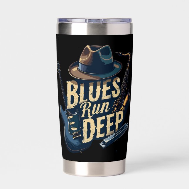Gourde Isotherme Musique Blues Rétro Esthétique Vintage Jazz (Couvercle)