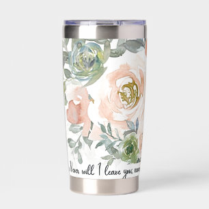 Gourde Isotherme Ne vous quitte jamais Flora aquarelle rose Christi