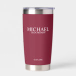 Gourde Isotherme Nom du Groomsman Personnalisé Classique<br><div class="desc">Cadeaux Groomsman personnalisés classiques avec nom,  titre et date mariage personnalisés en style serif classique blanc sur arrière - plan rouge bordeaux. Aussi parfait pour Best Man,  Père de la Mariée et plus.</div>