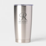 Gourde Isotherme Nom et monogramme du Groomsman personnalisé<br><div class="desc">Elégant cadeau personnalisé Groomsman avec monogramme personnalisé en noir élégant style de police script avec le nom et le titre de groomsman dans le style de police serif classique. Parfait aussi pour le meilleur homme, père de la mariée, demoiselle d'honneur, fille de fleurs, mère de la mariée et plus encore....</div>