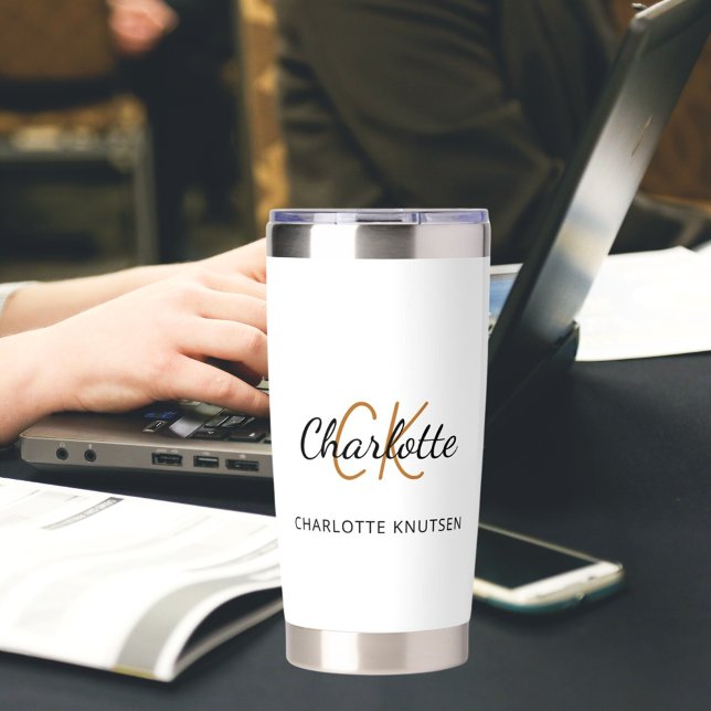 Gourde Isotherme Nom initial du monogramme simple (Créateur téléchargé)