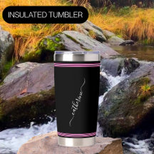 Nom manuscrit minimal Chic Noir Blanc Hot Rose