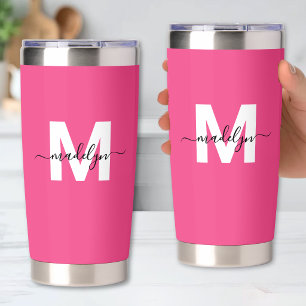 Gourde Isotherme Nom Monogramme Rose