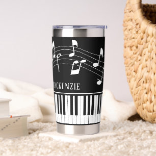 Gourde Isotherme Notes de musique pour piano Nom de script noir bla
