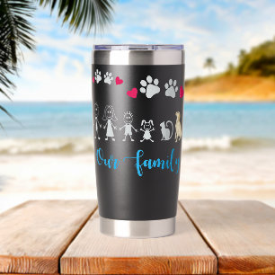 Gourde Isotherme Notre famille Papa Maman Fils Fille Chat Labrador