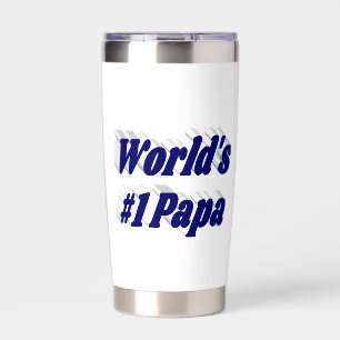 Gourde Isotherme Papa avec demi-texte bleu foncé