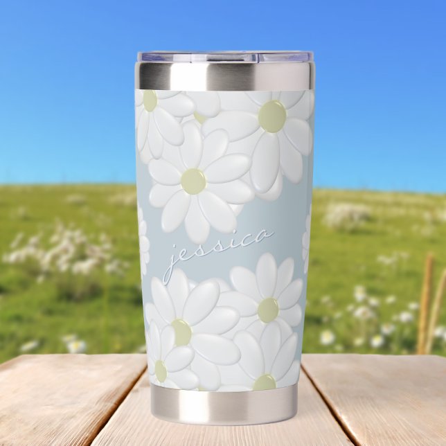 Gourde Isotherme Paruline à tambour isotherme Daisy Blue Sky Spring (Fan of springtime & daisies? Add your name to this thermal tumbler. Makes a great Mother's Day Gift)