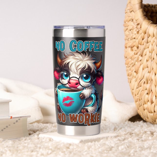 Gourde Isotherme Pas de café, pas de travail  (Salon (pivotée))