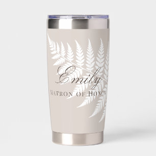 Gourde Isotherme Pastel Mocha Taupe Blanc Fern Matrone d'Honneur