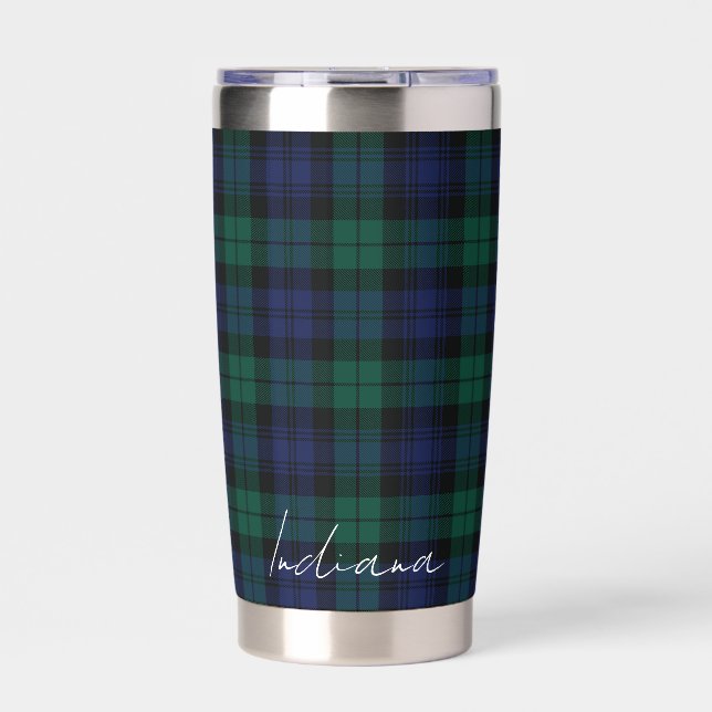Gourde Isotherme Personalized Green Plaid Checkered Rustic Tartan (Extérieur)