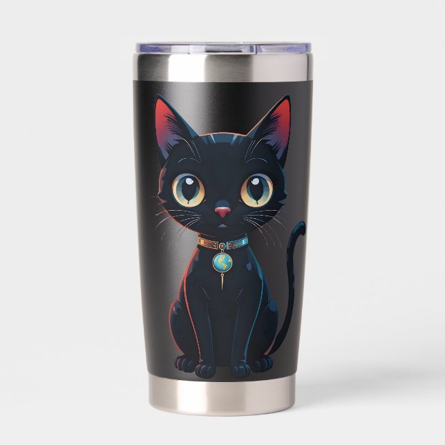 Gourde Isotherme Petit Chat Noir Effrayant (Extérieur)