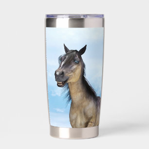 Gourde Isotherme Portrait d'art humoristique de cheval souriant