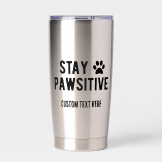 Gourde Isotherme Restez Pawsitive Nom personnalisé en noir