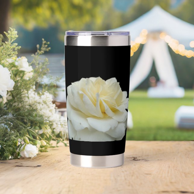 Gourde Isotherme Rose Blanche (Mariage (pivotée))