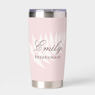 Gourde Isotherme Rose Pâle Blanc Fougère Élégante Demoiselle d'Honn