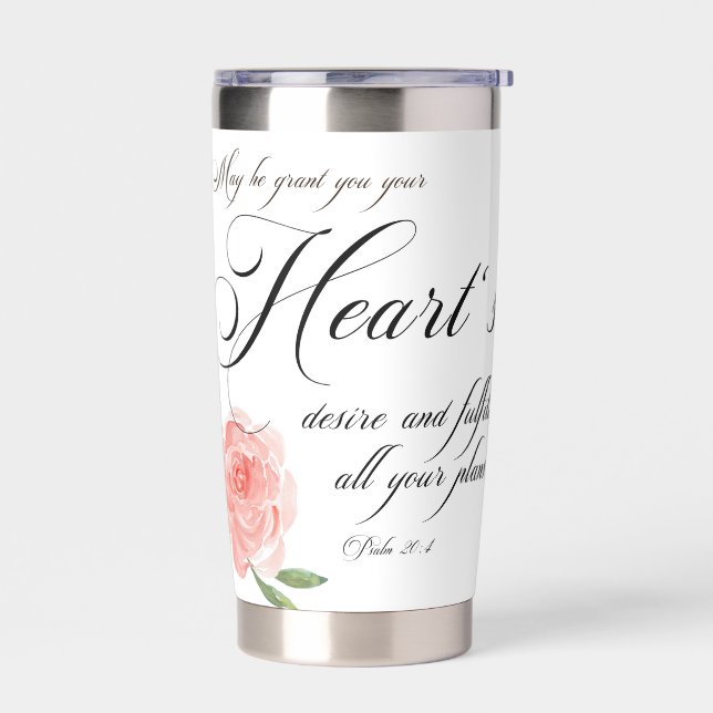 Gourde Isotherme Rose rose cœur désir  (Gauche)