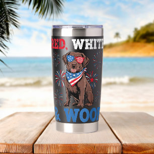 Gourde Isotherme Rouge Blanc Et Woof Labrador Retriever Chien 4 Jui