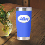 Gourde Isotherme Royal Blue Stylisé Mariage Nom du Groomsman<br><div class="desc">Offrez votre toiletteur mariage avec ce tondeuse en acier inoxydable, tendance et personnalisé, avec son nom en écriture stylisée dans un design ovale blanc. La couleur et le script de l'Arrière - plan est bleu royal. Personnalisez votre tondeuse thermique en éditant et en remplaçant le nom du toiletteur par le...</div>