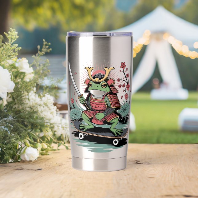Gourde Isotherme  Samurai frog warrior Thermal Tumbler (Mariage (pivotée))