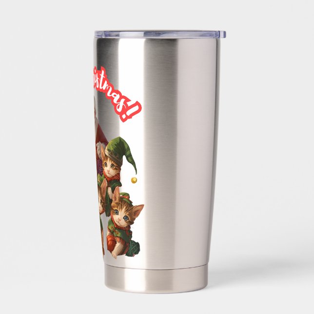 Gourde Isotherme Santa and Elf Cats – Meo Christmas Cute Holiday (Gauche)