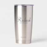 Gourde Isotherme Scénario moderne - Groomsman personnalisé<br><div class="desc">Cadeaux Groomsman personnalisés avec le nom de toiletteur personnalisé en style de police de script moderne noir avec titre et date mariage dans le style de police sans serif moderne. Parfait aussi pour le meilleur homme,  père de la mariée,  demoiselle d'honneur,  mère de la mariée et plus encore.</div>