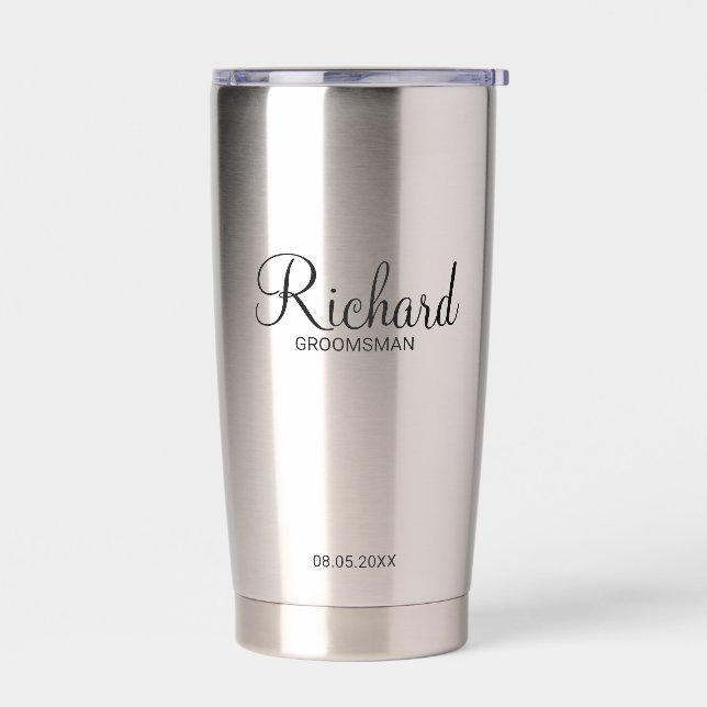 Gourde Isotherme Scénario moderne - Groomsman personnalisé (Gauche)