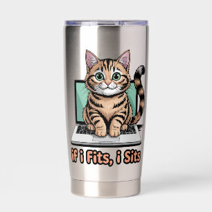 Gourde Isotherme Si je rentre, je m'assois Drôle de mème de chat Ca