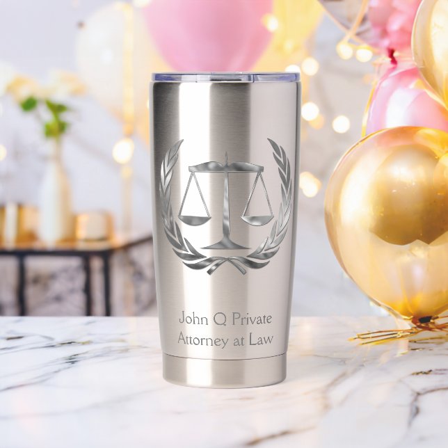 Gourde Isotherme Silver Attorney Scales of Justice Custom (Enterrement de vie de garçon (pivotée))
