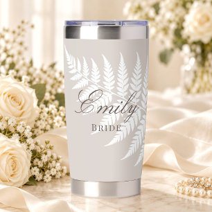 Gourde Isotherme Simplement Élégant Mariée Moka Taupe Blanc Fougère