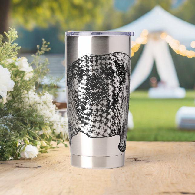 Gourde Isotherme Sourire de bouledogue à points de neige (Mariage)