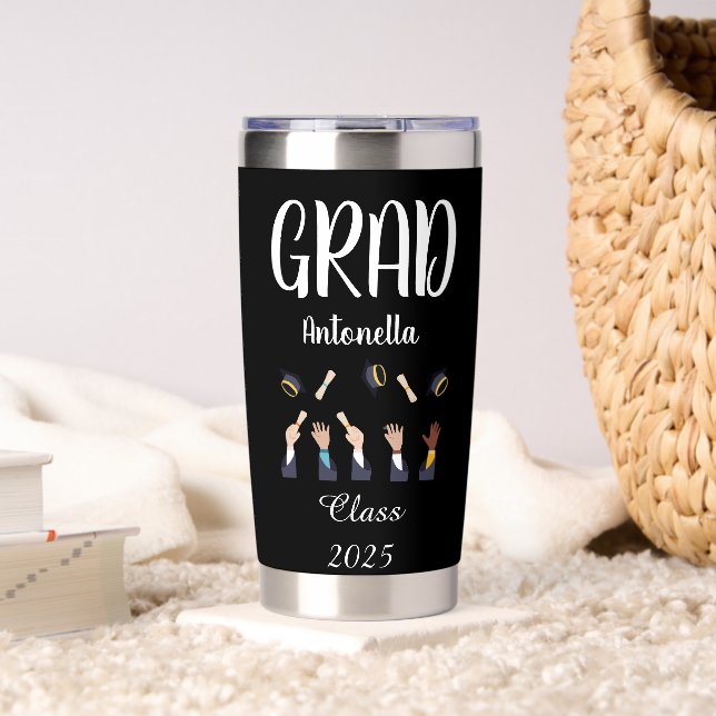Gourde Isotherme Thermos gradué noir et blanc (Salon (pivotée))