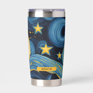 Gourde Isotherme Tournesol de nuit moderne Starry Nom personnalisé
