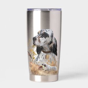 Gourde Isotherme Tri Couleur Anglais Setter Art, chasse en bois