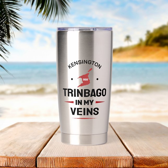 Gourde Isotherme Trinbago dans mes veines | Fierté Trini (Plage (pivotée))