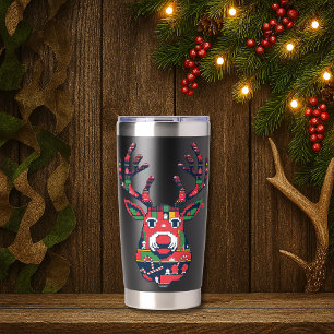 Gourde Isotherme Tumbler de Noël Pixel Rennes Sweat Ugly Christmas