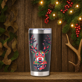 Gourde Isotherme Tumbler de Noël Pixel Rennes Sweat Ugly Christmas