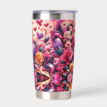 Tumbler enveloppe cœur floral romantique – 20 oz