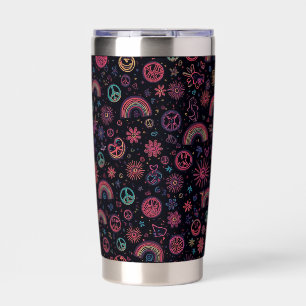 Gourde Isotherme Tumbler Psychedelique Groovy 70s   Visages Sourire